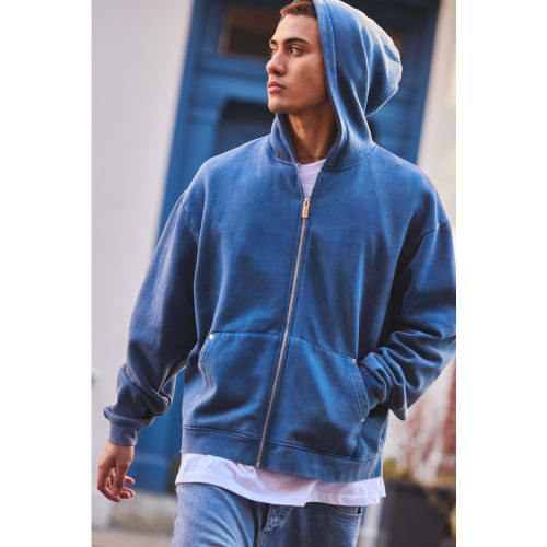 Sweat à capuche oversize zippé délavé homme - S - Boohooman - Modalova