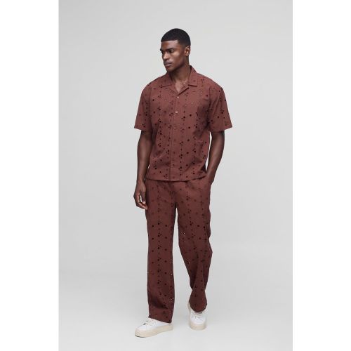 Ensemble oversize avec chemise brodée et pantalon - S - Boohooman - Modalova