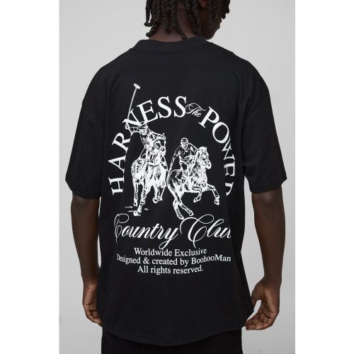 T-shirt oversize à col montant et imprimé cheval - S - Boohooman - Modalova