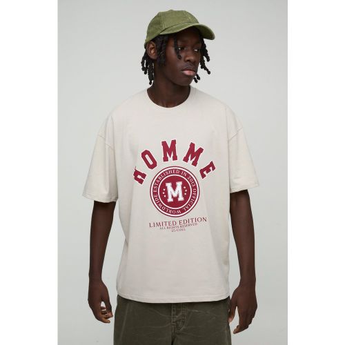 T-shirt oversize universitaire imprimé - S - Boohooman - Modalova