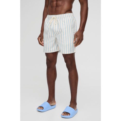 Short de bain mi long à rayures - S - Boohooman - Modalova