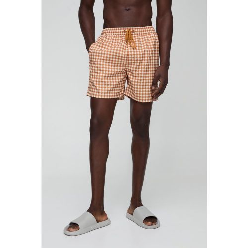 Short de bain mi-long à imprimé géométrique - S - Boohooman - Modalova