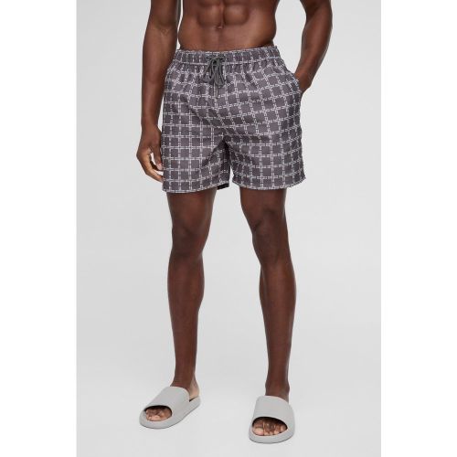 Short de bain mi-long à carreaux - S - Boohooman - Modalova