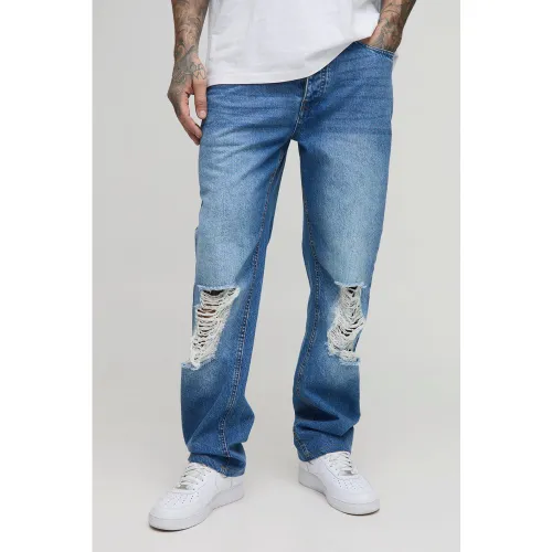 Tall - Jean droit déchiré - 30 - Boohooman - Modalova