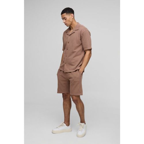 Ensemble oversize en jersey avec chemise et short - S - Boohooman - Modalova