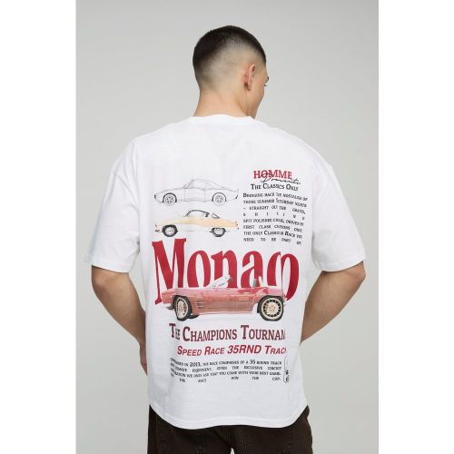 T-shirt oversize à imprimé voiture Monaco - S - Boohooman - Modalova
