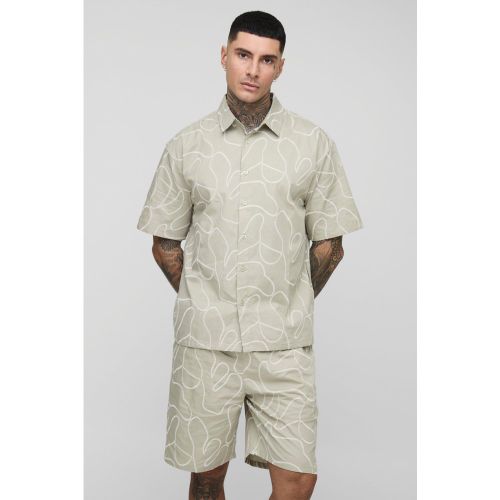 Tall - Ensemble oversize à broderie avec short - S - Boohooman - Modalova
