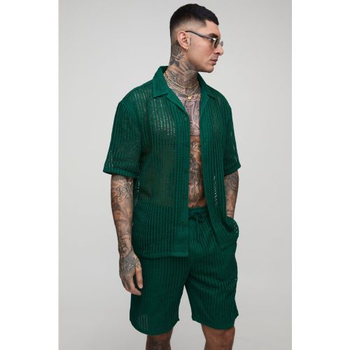 Tall - Ensemble oversize avec chemise en crochet et short - S - Boohooman - Modalova
