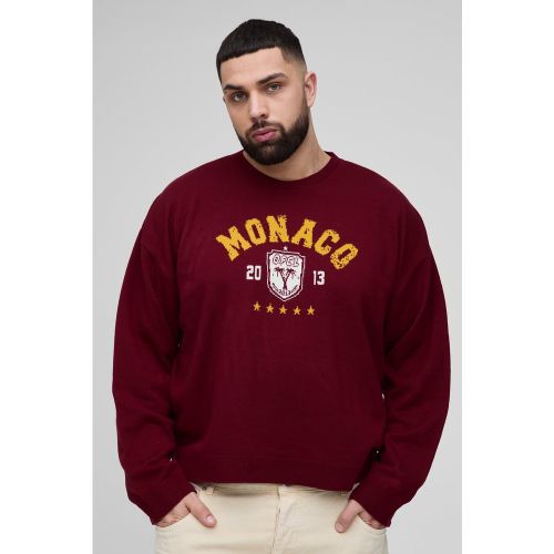 Grande taille - Pull universitaire oversize à imprimé Monaco - XXXL - Boohooman - Modalova