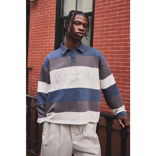 Sweat oversize rayé à broderie homme - S - Boohooman - Modalova