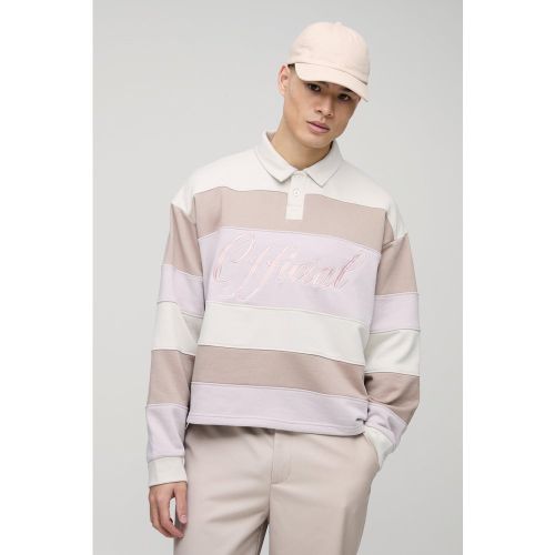 Sweat oversize rayé à broderie - S - Boohooman - Modalova