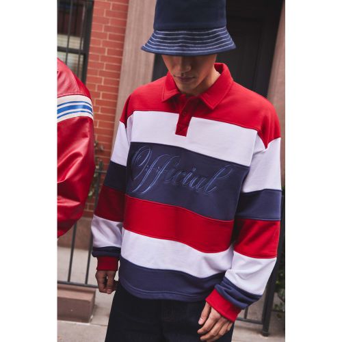 Sweat oversize rayé à broderie homme - S - Boohooman - Modalova