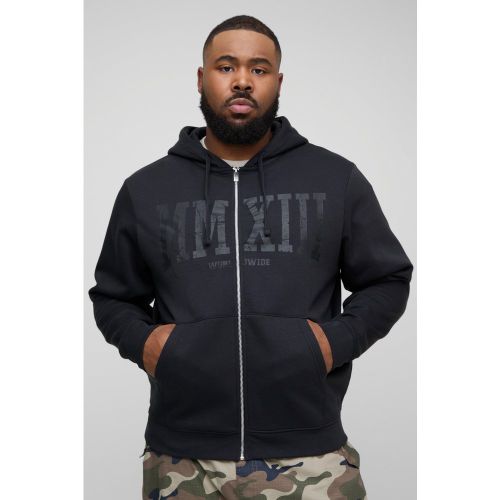 Grande taille - Sweat à capuche zippé imprimé - XXXL - Boohooman - Modalova