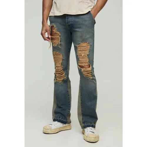 Jean flare rigide délavé - 28R - Boohooman - Modalova