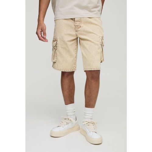 Short cargo large en jean délavé - 32 - Boohooman - Modalova