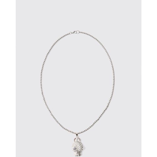 Collier à pendentif crâne strassé - ONE SIZE - Boohooman - Modalova