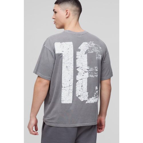 T-shirt oversize universitaire délavé à imprimé 13 - S - Boohooman - Modalova