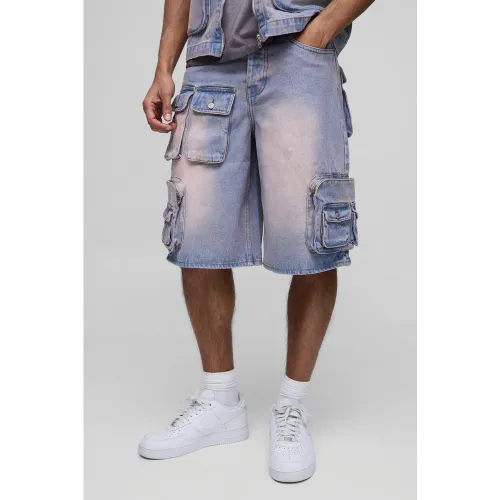Jogging droit délavé en jean - 28 - Boohooman - Modalova