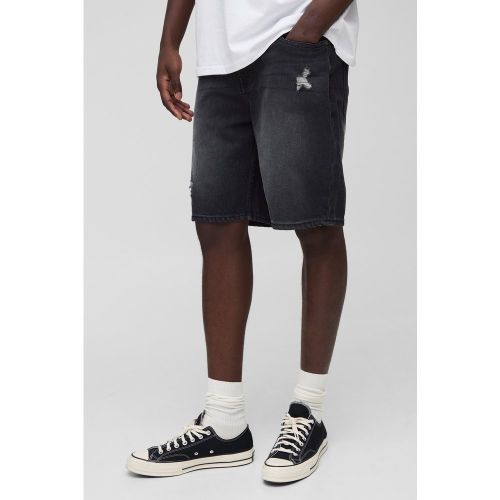 Short en jean délavé à écusson - 28 - Boohooman - Modalova