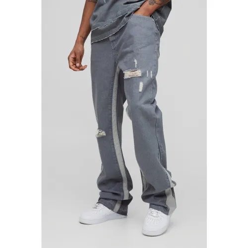Tall - Jean flare slim à empiècements contrastants - 30 - Boohooman - Modalova