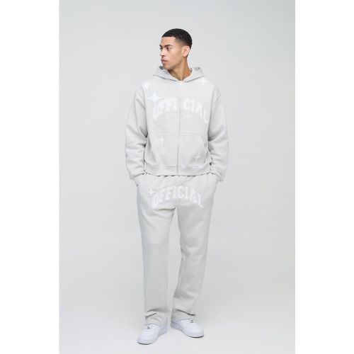Survêtement oversize zippé à écussons - S - Boohooman - Modalova