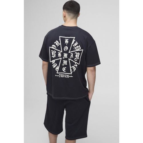 Ensemble oversize croisé avec t-shirt et short homme - S - Boohooman - Modalova