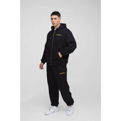 Survêtement oversize zippé avec sweat à capuche - S - Boohooman - Modalova
