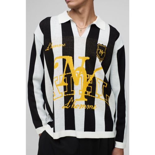 Polo rayé en maille - S - Boohooman - Modalova