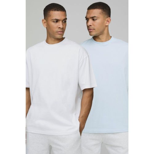 Lot de 2 t-shirts oversize épais à col ras du cou - S - Boohooman - Modalova