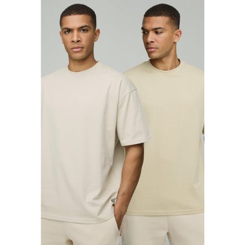 Lot de 2 t-shirts oversize épais à col ras du cou - S - Boohooman - Modalova