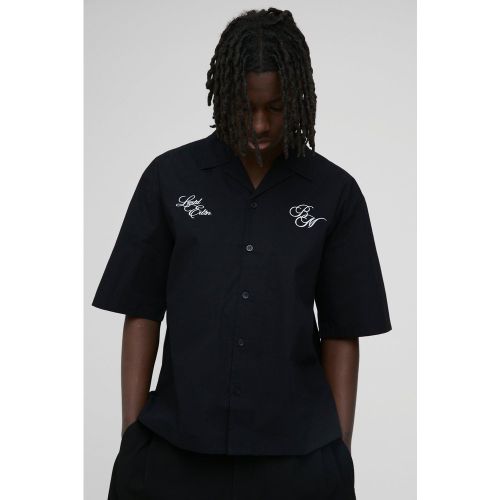 Chemise oversize en coton à logo BM - S - Boohooman - Modalova