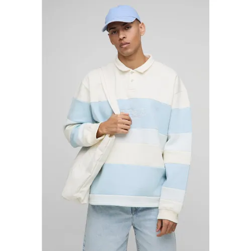 Polo de rugby oversize rayé - MAN homme - S - Boohooman - Modalova