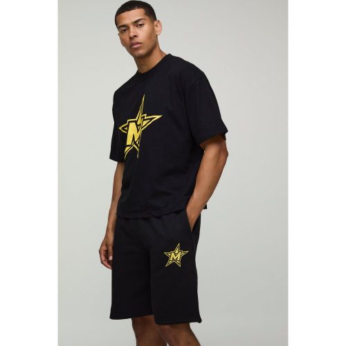 Ensemble oversize à imprimé oversize avec t-shirt et short - S - Boohooman - Modalova