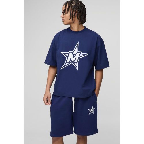 Ensemble oversize à imprimé oversize avec t-shirt et short - S - Boohooman - Modalova