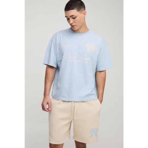 Ensemble oversize avec t-shirt brodé et short - S - Boohooman - Modalova
