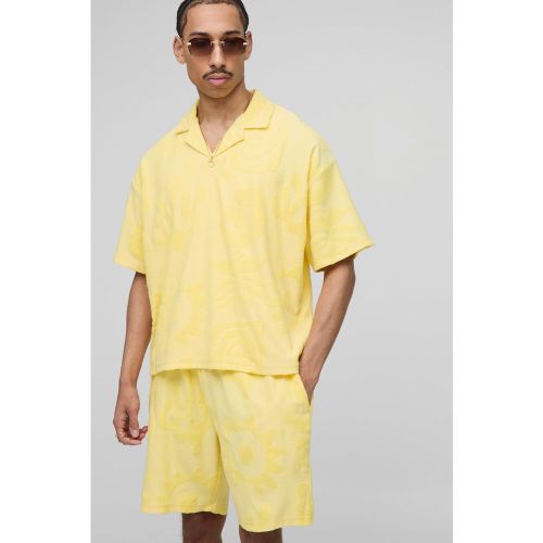 Ensemble oversize à motif jacquard avec polo et short homme - S - Boohooman - Modalova