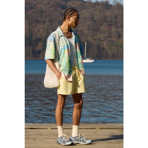 Short de bain droit à empiècements en caoutchouc - S - Boohooman - Modalova