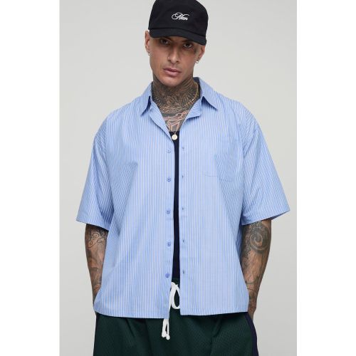 Tall - Chemise en popeline à rayures et manches courtes - 2XL - Boohooman - Modalova