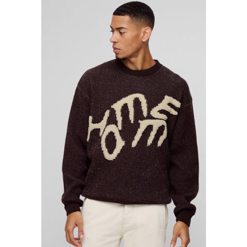 Pull oversize imprimé en maille - XL - Boohooman - Modalova