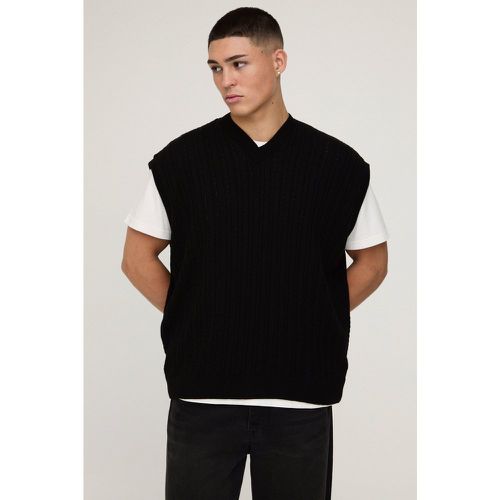 Pull oversize à col V en maille torsadée - S - Boohooman - Modalova