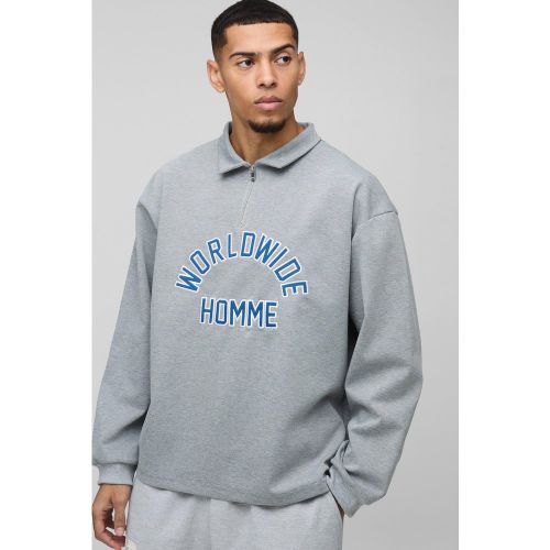 Polo de rugby oversize à col zippé et écussons homme - S - Boohooman - Modalova