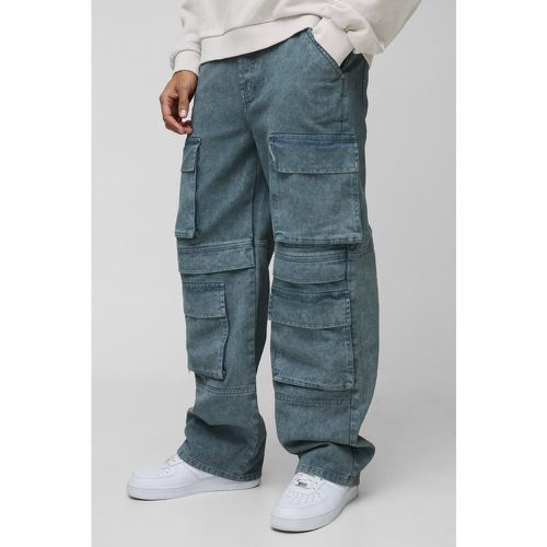 Jean Cargo Large Délavé À Poches Multiples - 32R - boohoo - Modalova