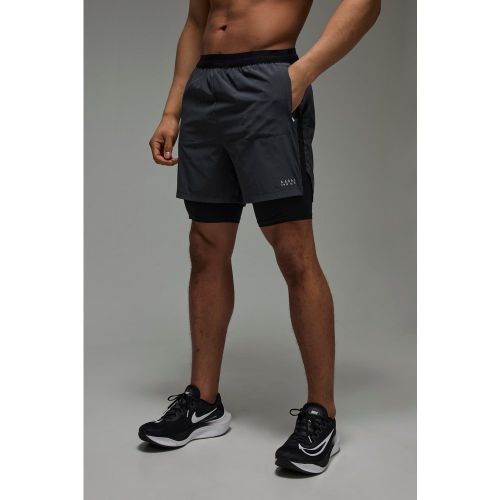 Short de sport stretch 2 en 1 à slogan - MAN Active homme - S - Boohooman - Modalova
