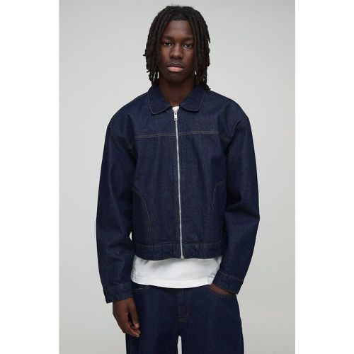 Veste oversize en jean à coutures contrastantes homme - S - Boohooman - Modalova