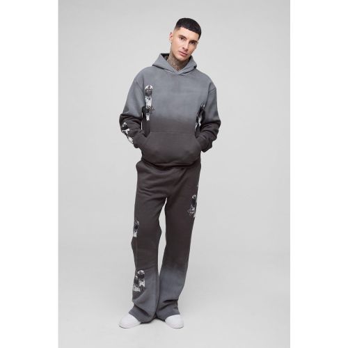 Tall - Survêtement oversize délavé à imprimé croisé - XL - Boohooman - Modalova