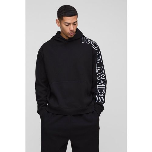 Sweat à capuche oversize à imprimé Worldwide - S - Boohooman - Modalova