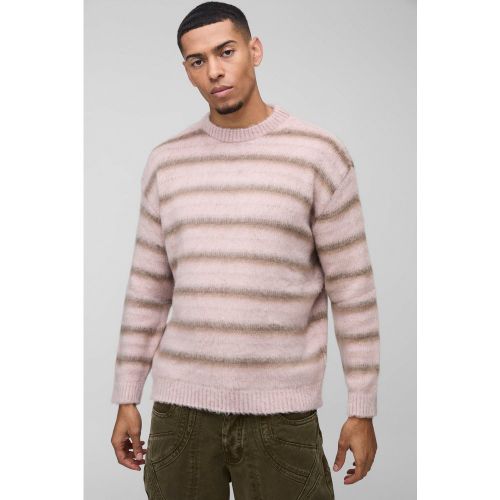 Pull oversize à col ras du cou en maille brossée - L - Boohooman - Modalova