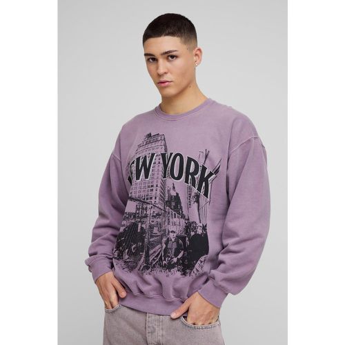 Sweat oversize délavé à imprimé New York homme - L - Boohooman - Modalova