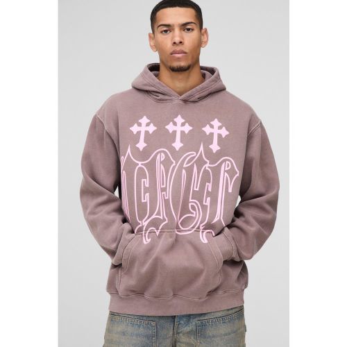 Sweat à capuche oversize à imprimé croisé - Ofcl - S - Boohooman - Modalova