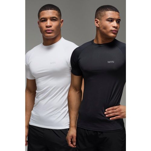 Lot de 2 t-shirts de sport à manches raglan - MAN Active homme - 2XL - Boohooman - Modalova
